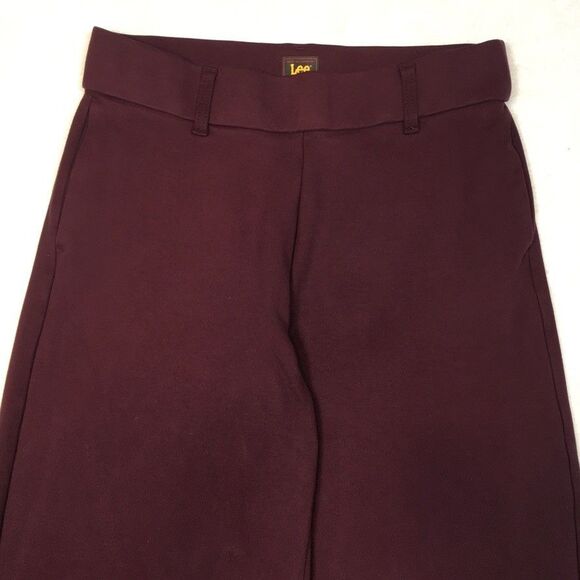 Lee Wide Leg Knit Dress Pant Womens 6 Maroon Red High Rise Pocket Pull On - Picture 3 of 12